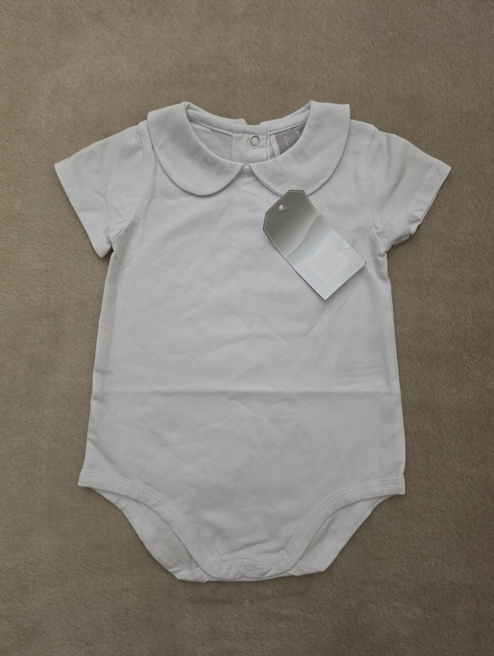 Lil Cactus Baby White Peter Pan Collar Onesie Size 6-12 Months